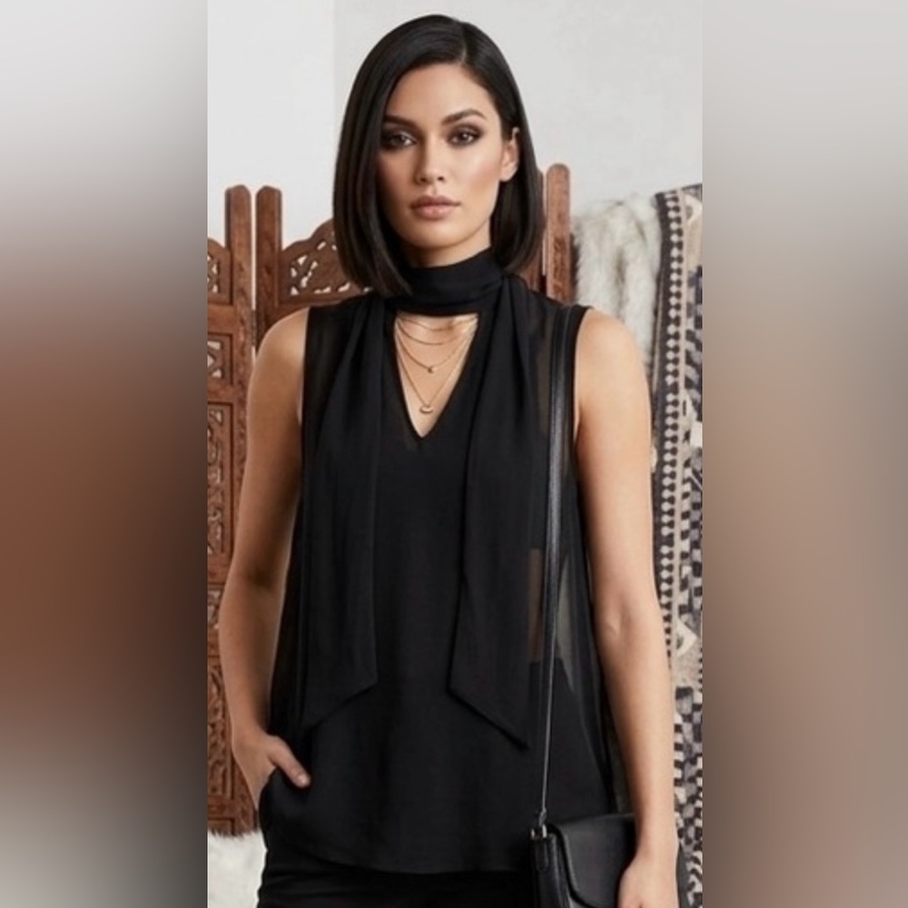 Vintage Ellen Tracy Sheer Silk Chiffon Blouse w/Camisole 2 Pieces